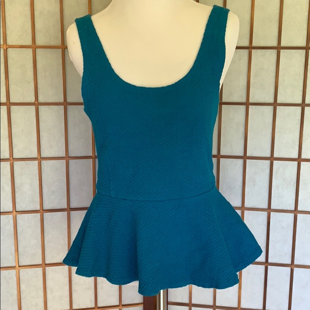 Anthropologie Teal Peplum Top